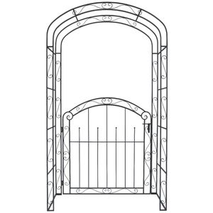 Garden-Pleasure Rosenbogen MAYON, schwarz-braun, mit Tür, aus Metall, freistehend, 115 x 215 x 43 cm