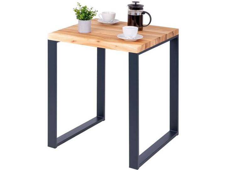 LAMO MANUFAKTUR Table haute de cuisine - mange debout - table de bar - 60x60x76 cm - gris - modèle modern - frêne naturel