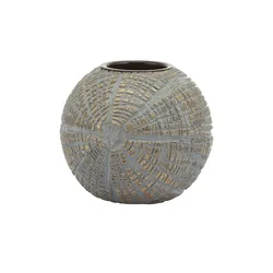 Teelichthalter   , grau , Polyresin (Kunstharz) , Maße (cm): H: 8,5  Ø: 10