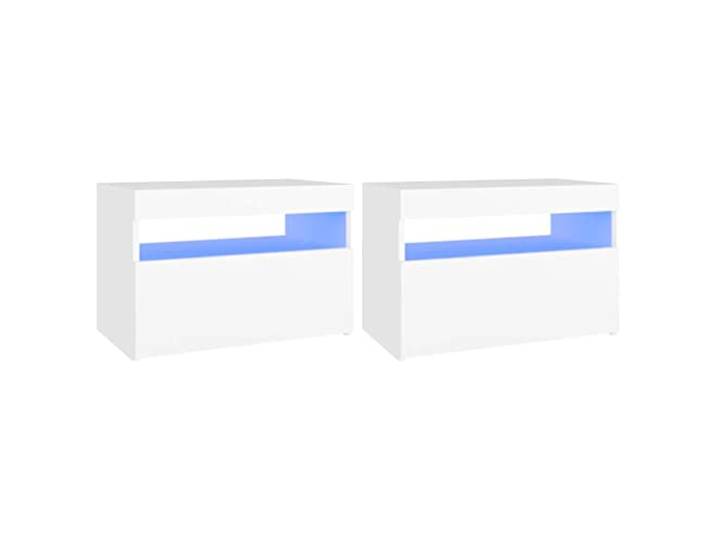vidaXL 2X TV Schrank mit LED-Leuchten Lowboard Fernsehschrank Fernsehtisch Sideboard HiFi-Schrank TV Möbel Tisch Board Weiß 60x35x40cm