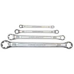 SW-Stahl, Schraubenschlüssel, 01550L Doppelringschlüssel-Satz E-Profil, E6-E24, 4-teilig I Torx-Schraubenschlüssel I Ausse