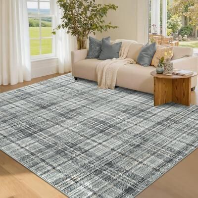Garvee Farmhouse Geometric Tartan Area Rug