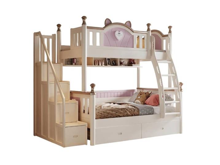 JVmoebel Etagenbett Hochbett aus Holz in Weiß mit Sicherheitsmerkmalen für Kinder (1-St), Made in Europe