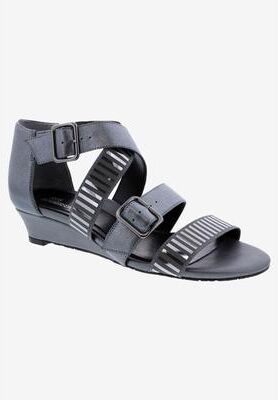 Wide Width Women's Voluptuous Sandal by Ros Hommerson in Pewter Leather (Size 8 1/2 W)