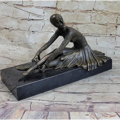 Bronzhaus Signed Milo Art Lost Wax Sitting Dancer Bronze Sculpture Figure Statue Figurine