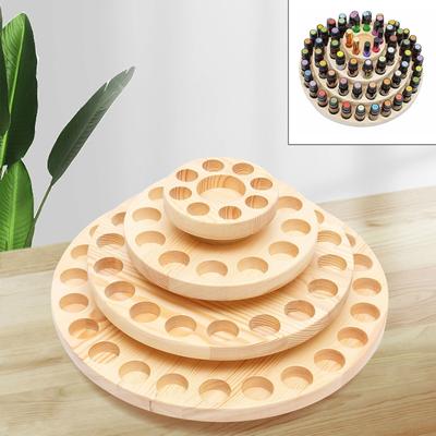 Multicon Wholesale Hub Slot Rotating Essential Oil Bottle Holder Wooden Display Stand Slot Rotating Essential Oil Bottle Holder Wooden Display Stand