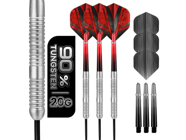 Ensemble de fléchettes en acier tungstène Huanqu 20g, 90% de tungstène, fléchettes de compétition professionnelles haute densité, comprend des ailes de fléchettes de rechange et des accessoires de