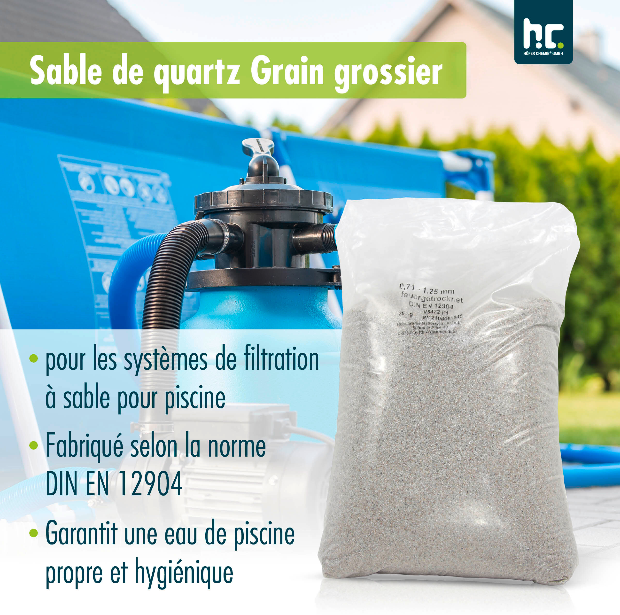 Höfer Chemie GmbH 40x 25 kg 0,71-1,25mm Sable de quartz 25kg