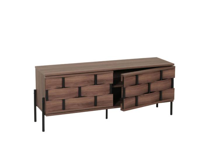 MCW Tv-Rack Braun, Holz, 120x51x35 cm, Wohnzimmer, TV Möbel, Lowboards, Lowboards stehend