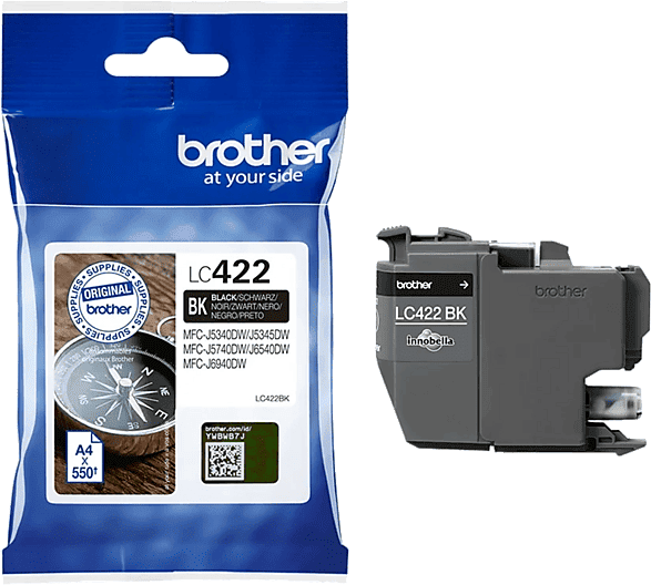 Cartucho de tinta - Brother LC422BK, 550 páginas, Negro