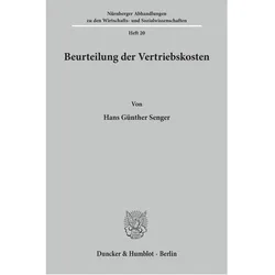 Beurteilung der Vertriebskosten., Fachbücher von Hans Günther Senger