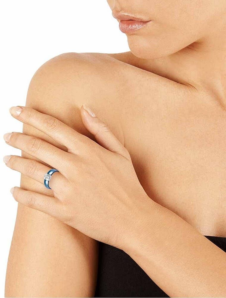 Bague Bleue Joaillerie En Argent 925/1000 Et Céramique Femme