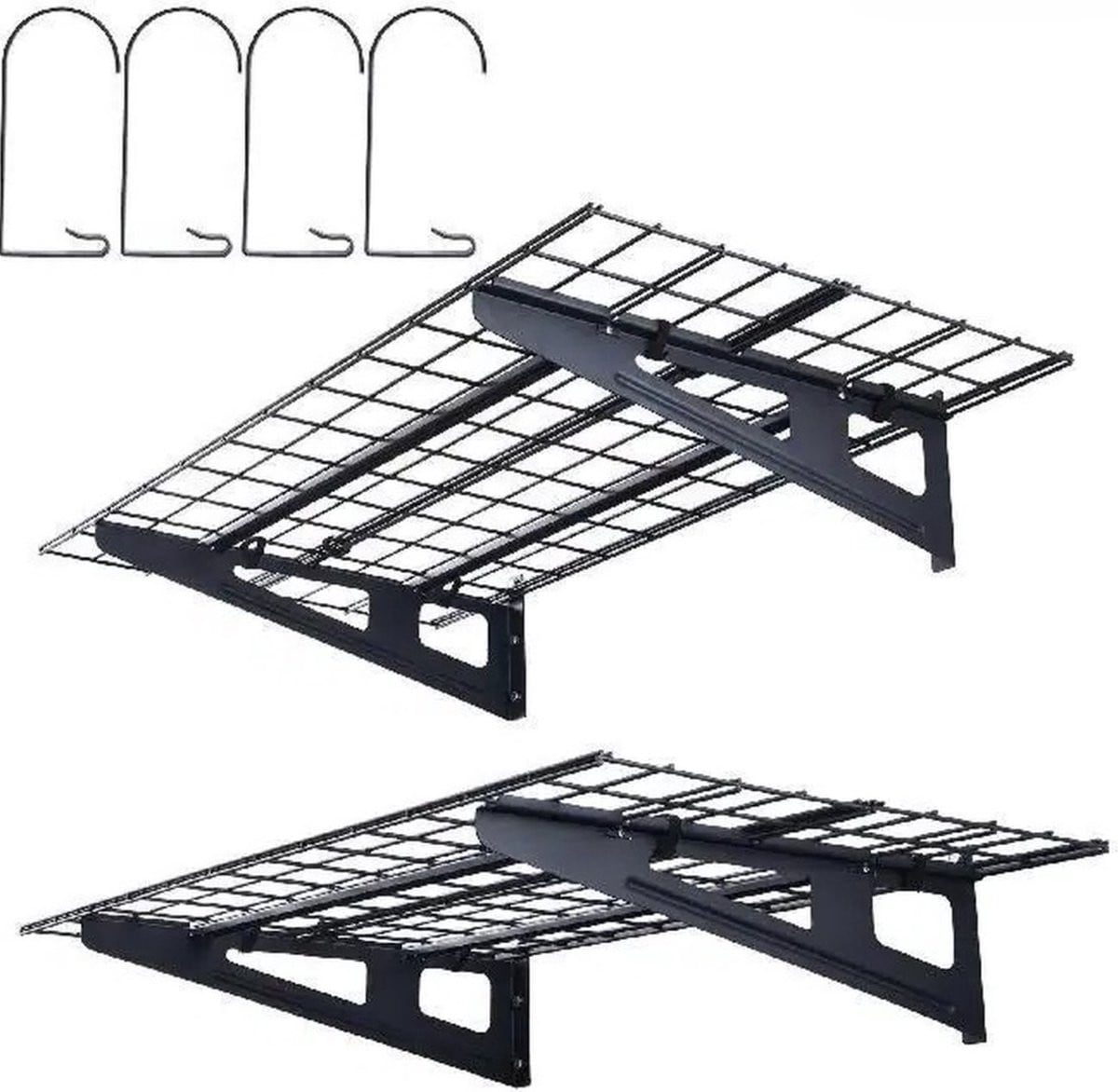 Set van 2 zwarte RVS opslagplanken voor gereedschap