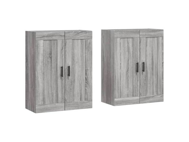 HKTMGDNG Wandschrank 2er Set Hängeschrank Grau Sonoma 69,5x34x90 cm Platzsparende Wandaufbewahrung für Wohnzimmer und Flur, flexibel auch als praktischer Sideboard-Aufsatz nutzbar.