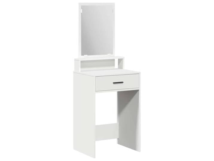 Xhnifbn Schminktisch Weiß mit Spiegel 50x41x140 cm Frisiertisch Kommode Kompakter Frisiertisch im modernen Design für das Schlafzimmer mit integriertem Flachspiegel und viel Stauraum.