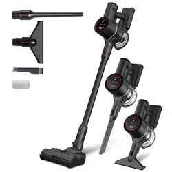 KLAMER Akkustaubsauger, 500 Watt Kabelloser Staubsauger, Flexibler Akku Handstaubsauger mit verschiedenen Aufsätzen, Flex Staubsauger mit LED Licht