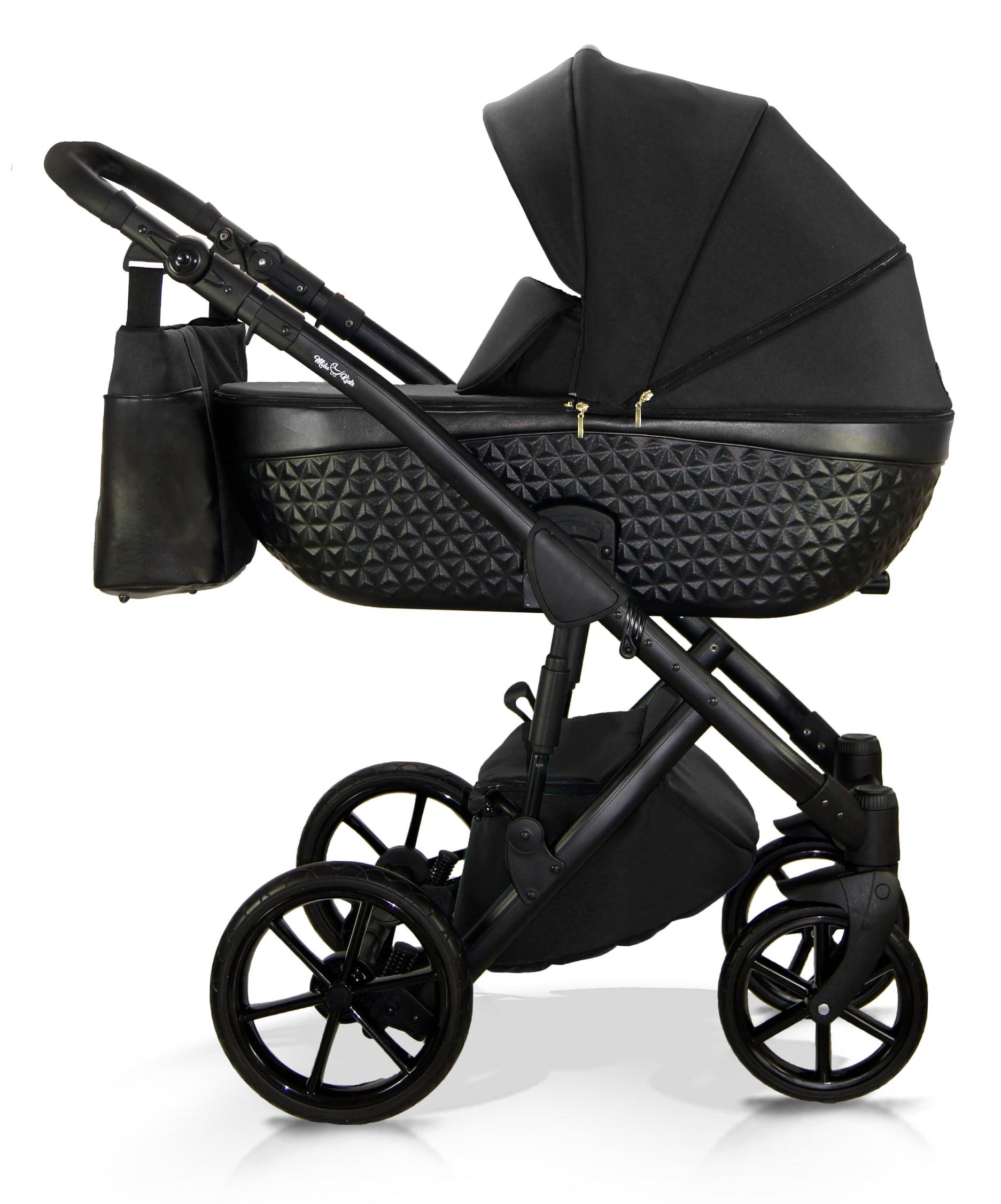 Milukids Djuna 3-in-1 Kombikinderwagen Schwarz mit Babyschale (DJN-04)