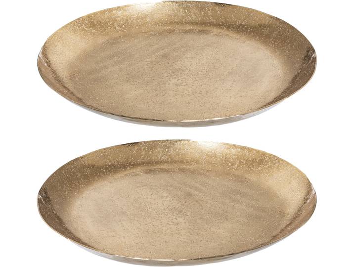 Dekoteller CREATIV HOME, gold (champagner), H:2cm Ø:30cm, Metall, Dekoschalen, Dekoteller, aus Metall