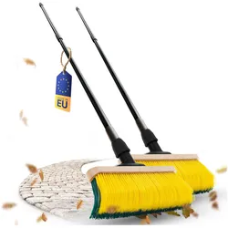 Novaliv 2x Premium Krallenbesen mit Stiel 50cm, Spezialbesen gebogenen Borsten - Ideal als, Reinigungsutensil, Grün, Gelb
