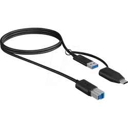 ICY IB-CB032 - USB 5 Gb/s Kabel, B Stecker auf A Stecker + USB-C Adapter, 1 m
