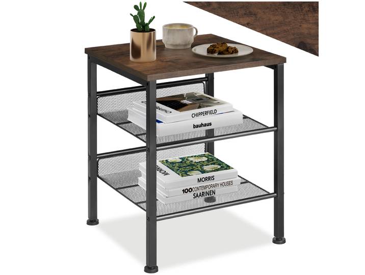 Table d’appoint LINCOLN 40,5x40x50,5cm - Bois foncé industriel, rustique