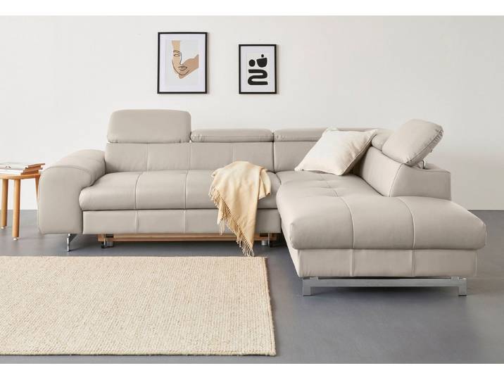 COTTA Ecksofa Chef bequem, tolle Verarbeitungsdetails, Breite 262cm, L-Form, mit Kopfteilverstellung, edle Metallkufen, optional Schlaffunktion