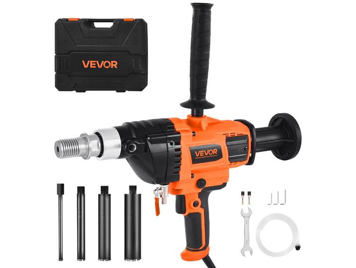 Carotteuse diamantée VEVOR Carotteuse\, 2-16 cm de diamètre de forage manuel\, carotteuse diamantée à eau et à sec avec 4 forets & vitesse variable\, 1800 t/min UNC1 1/4-7 filetage pour béton brique pierre\, 2 kW