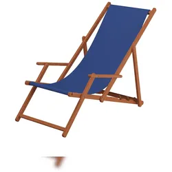 Erst-Holz Liegestuhl blau Sonnenliege Gartenliege Holz Deckchair Strandstuhl Massivholz Gartenmöbel 10-307