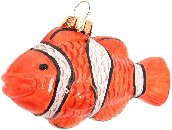Weihnachtsbaumkugel KREBS GLAS LAUSCHA Baumschmuck Clownfisch orange 8cm , orange, B:3cm H:8cm T:4cm Ø:8cm, Glas, Weihnachtsbaumkugeln, Weihnachtsbaumkugel, Dekoriert mit Liebe zum Detail