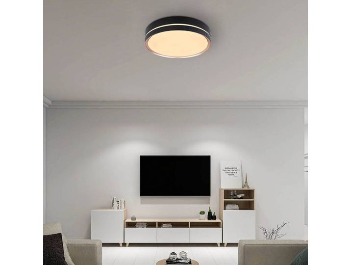 Globo LED Deckenleuchte Manni, dimmbar, schwarz, für Wohn- / Esszimmer, Metall, Modern