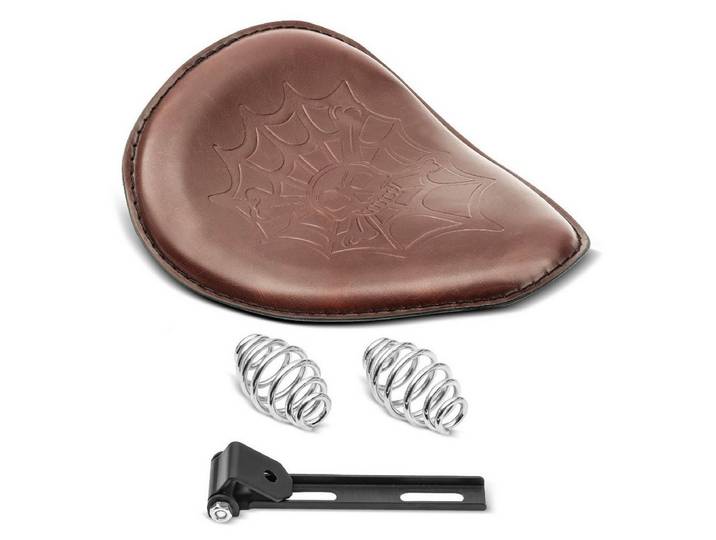 Craftride Sitzbank Solo Bobber Skull Schwingsattel mit Federn für Custombikes braun