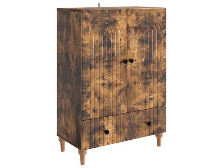 Sideboard Geräucherte Eiche 66x34,5x95 cm Holzwerkstoff mit Schubladen Stauraum mit Regalen, Türen mit Scharnieren, leichtgängige Schubladen, pflegeleichte Oberfläche, vielseitig nutzbar