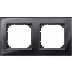 Merten M-PLAN Rahmen, 2f, onyxschwarz, glänzend, Glas, geeignet für Geräteeinbaukanal, geeignet für Unterputz-Installation