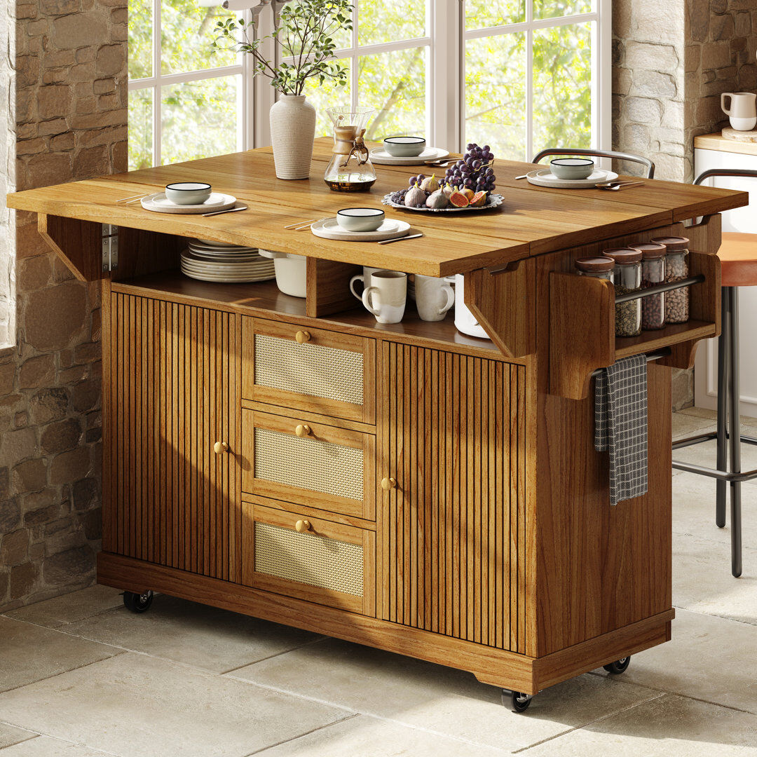 Direct Wicker 95 cm W Kitchen Island Dark Brown 95cm W X 143cm D