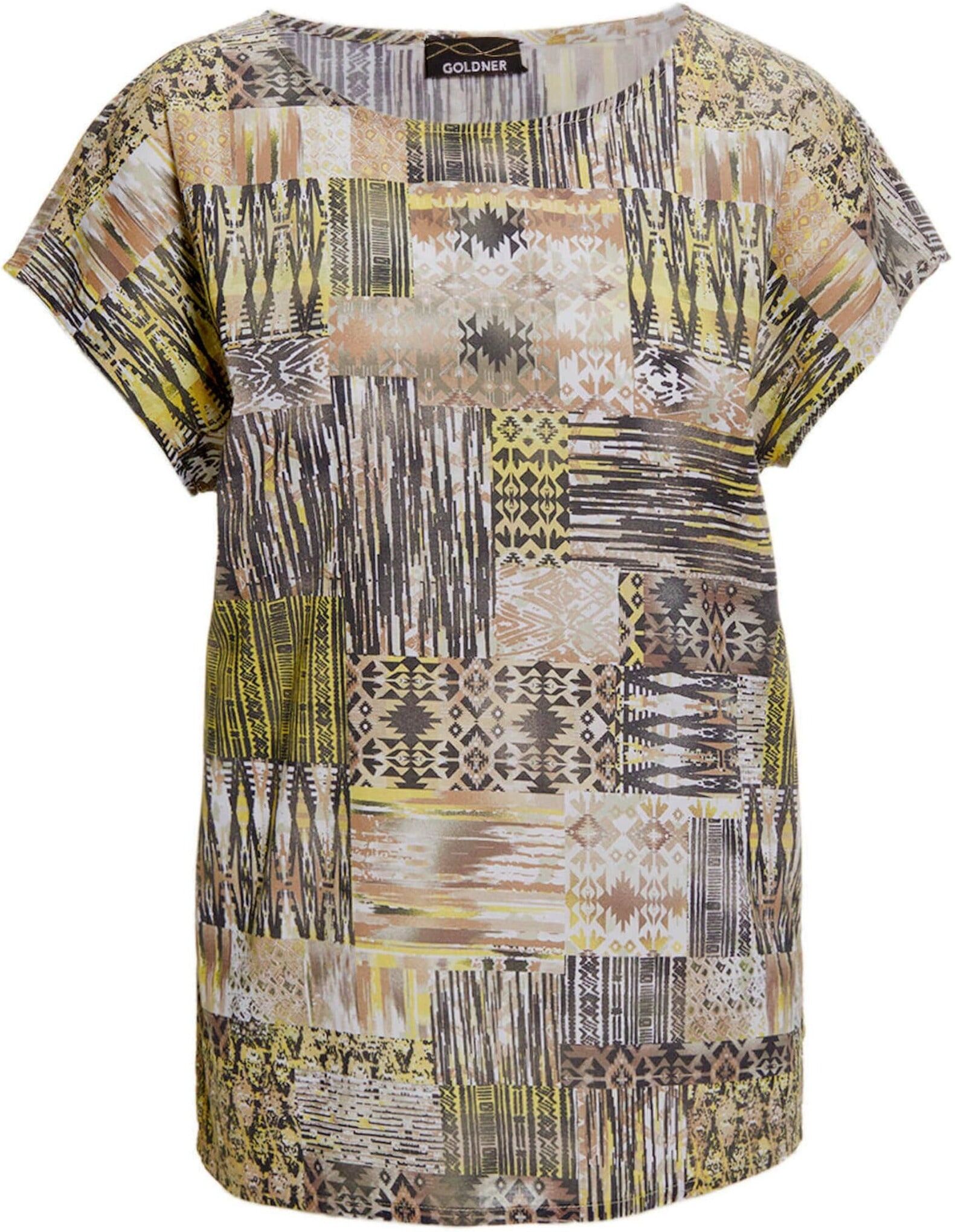 Druckbluse GOLDNER "Ultraleichte Druckbluse aus reiner Baumwolle", Damen, Gr. 46, bunt (natur, gemustert), Obermaterial: 100% Baumwolle CO., normal, Rundhals, Sonstiges, Blusen Druckbluse, Ohne