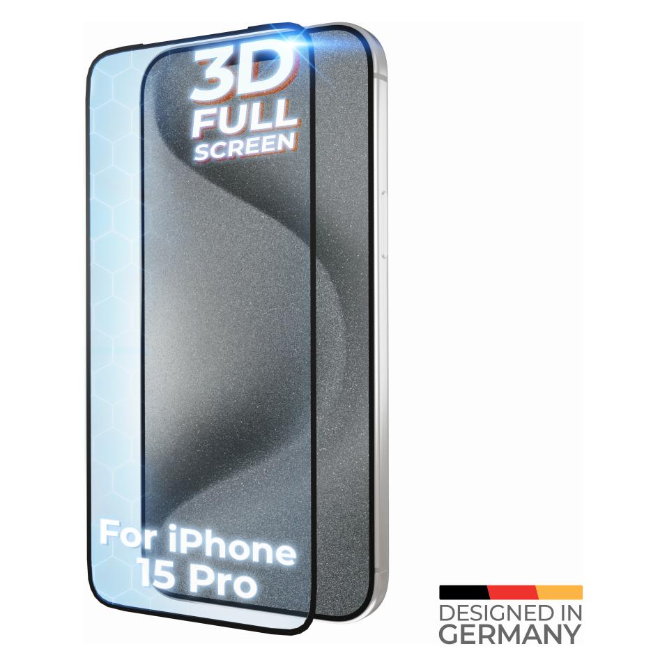 prio 3D Anti-Scratch Displayschutzglas für iPhone 15 Pro (6.1in) schwarz (Apple iPhone 15 Pro) (PSG-2003)