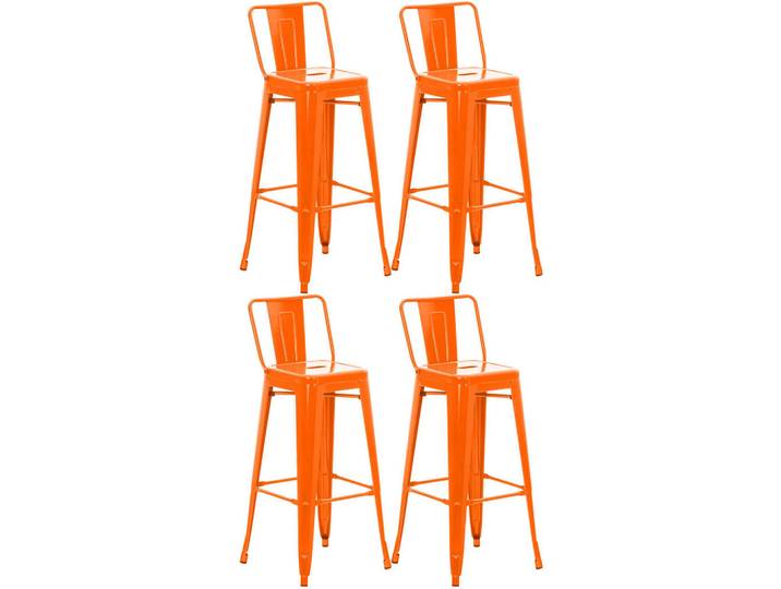 CLP Barhocker 4er Set Metall orange, Orange, 44x96x43 cm, Esszimmer, Barmöbel, Barhocker
