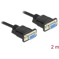 Delock RS-232 Kabel Seriell D-Sub 9 Buchse zu Buchse Nullmodem mit schmalem Steckergehäuse - Full Handshaking - 2 m