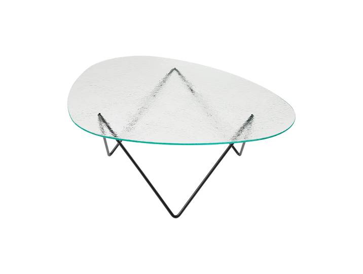 GUBI Table basse Pedrera Noir semi-mat-verre structuré transparent