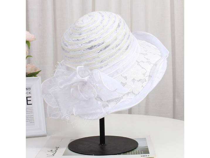 Chapeau français femmes été voyage grand bord dentelle chapeau de soleil chapeau de pêcheur nouveautéélégance fleur chapeau de soleil