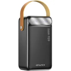 Awei Powerbank PA-82 60000 mAh 65 W PD 2xUSB-A/USB-C schwarz (60000 mAh, 65 W, 222 Wh), Powerbank, Schwarz