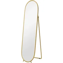 GANZKÖRPERSPIEGEL, 160 x 40 cm Wandspiegel mit Ständer, Metallrahmen, Gold