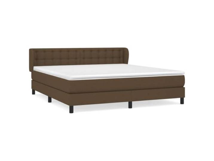 PUGYNBK Boxspringbett, 160 x 200 cm, mit Federkernmatratze Verstellbares Kopfteil, atmungsaktiver Stoff, mittlere Härte, Dunkelbraun
