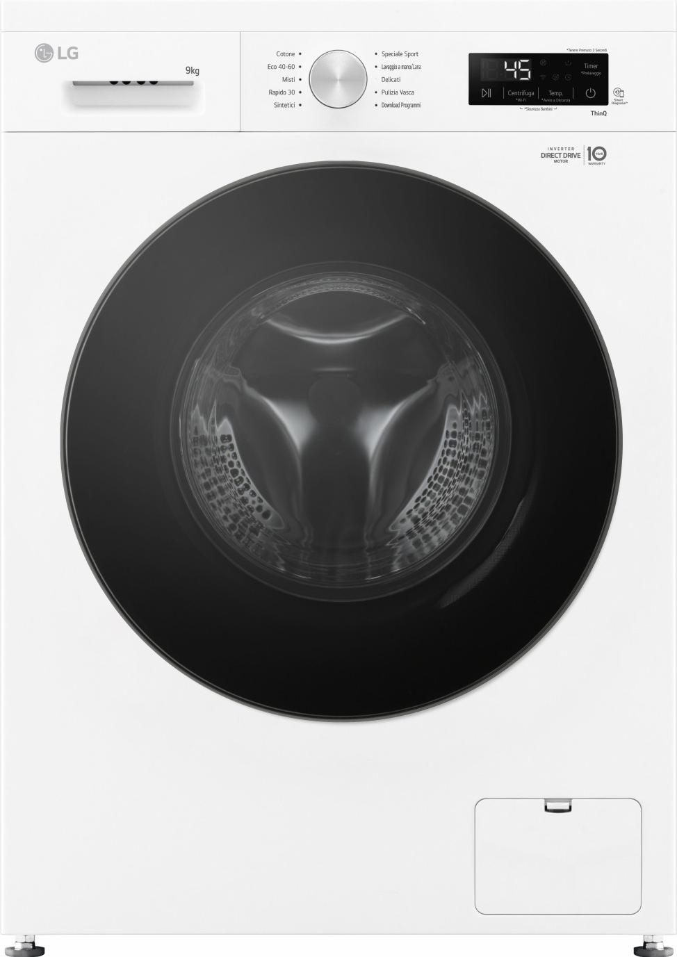 LG F4NX1009NWB, Frontlader, 9 kg, B, 75 dB, 1400 RPM, A