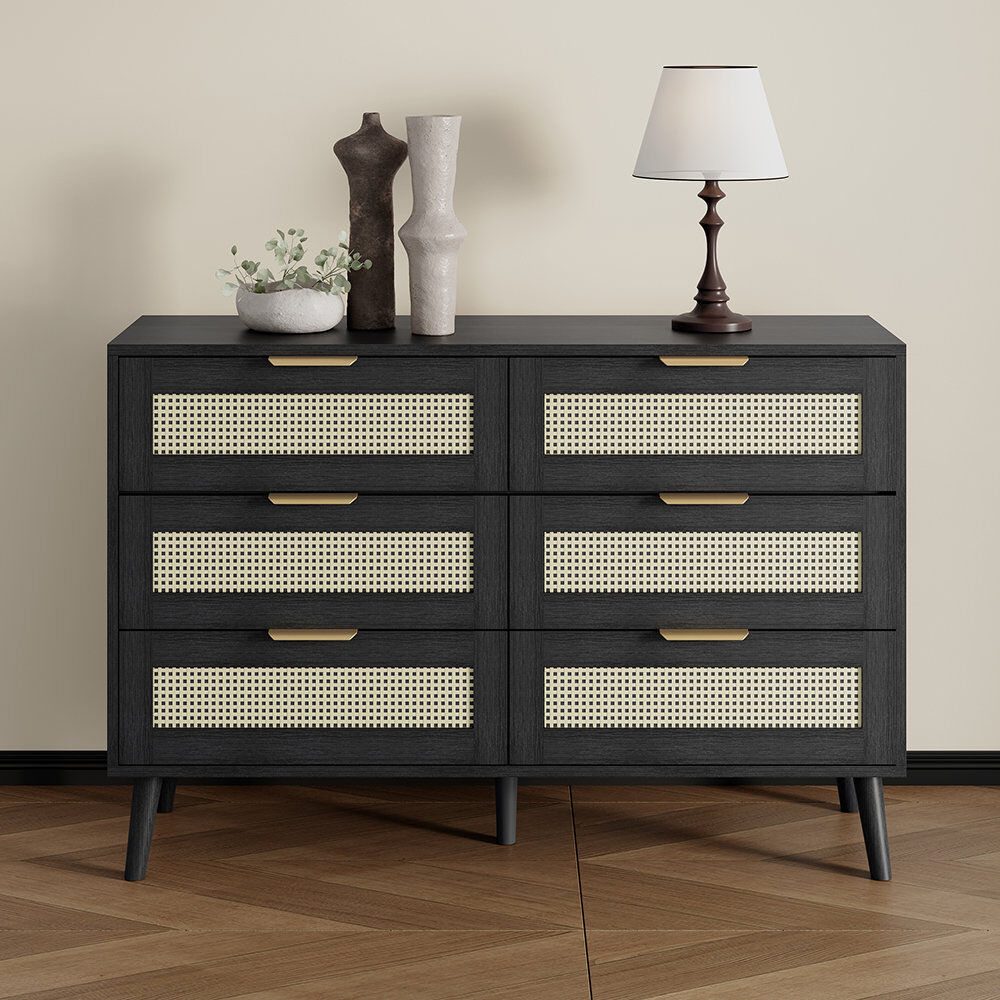 Dreams Living Ltd Boho 120 cm W Chest of Drawers Black 77cm H X 120cm W X 39cm D