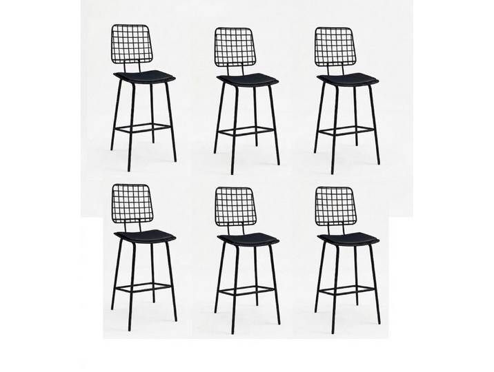 JVmoebel Barhocker Stühle-Set 6x Barhocker Lang Praktisch Stilvoll Bequem Schwarz, Made in Europa