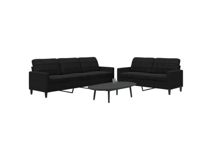 HEFZGDB 2-TLG. Sofagarnitur mit Kissen Schwarz Samt, Weiches Velours Material und Robustes Metallgestell für Langlebigkeit, Bequeme Polsterung und Modernes Design für Wohnzimmer