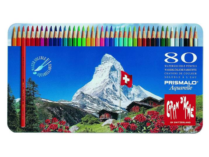Aquarellstifte Caran d'Ache Prismalo , bunt (mehrfarbig), Holz, Stifte, Aquarellstifte