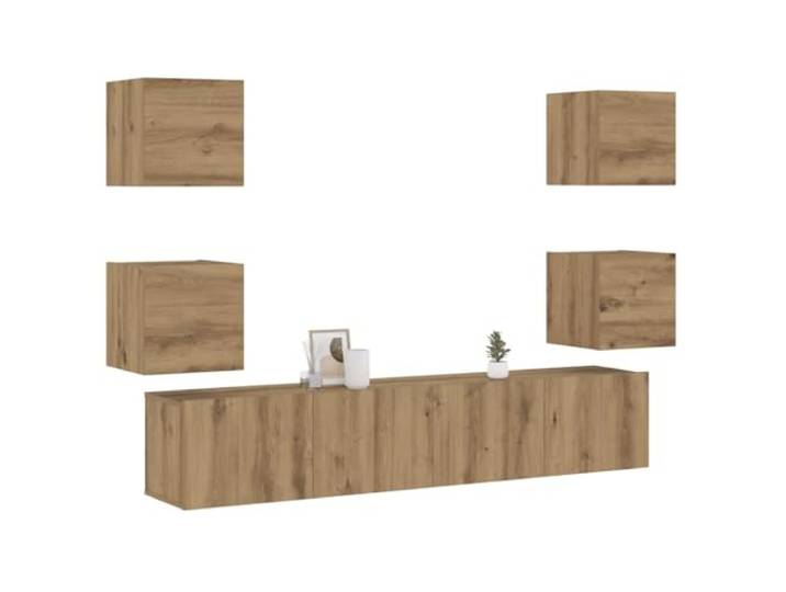 HEFZGDB TV-Wandschränke 6 STK. Artisan-Eiche Holzwerkstoff mit viel Stauraum und modernem Design für Ihr Wohnzimmer, schlankes stylisches Möbelstück aus robustem Material.