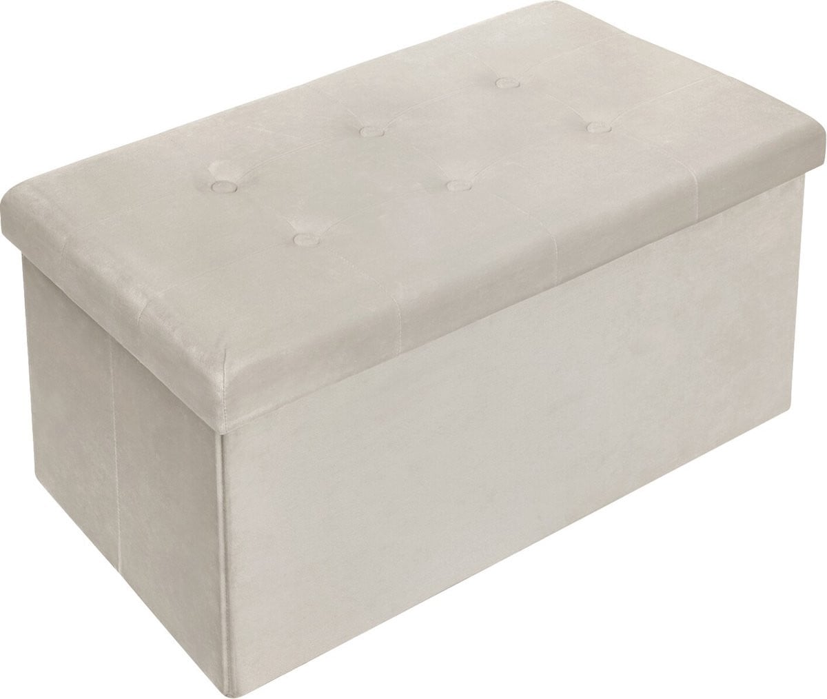 THA Opbergpoef in beige velvet voor de woonkamer, hal of slaapkamer